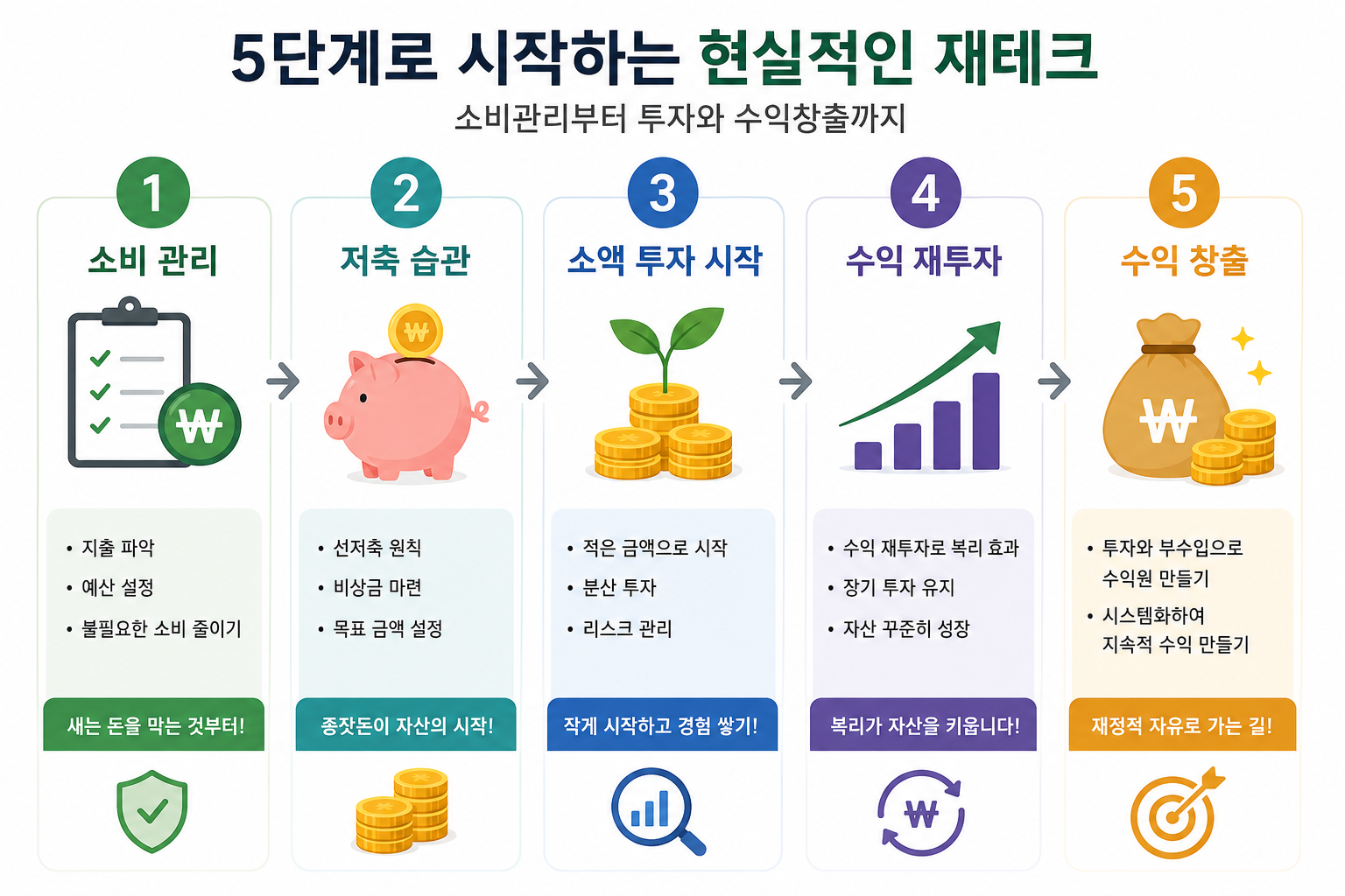소액으로 시작하는 현실적인 재테크 전략, 소비관리부터 투자와 수익창출까지