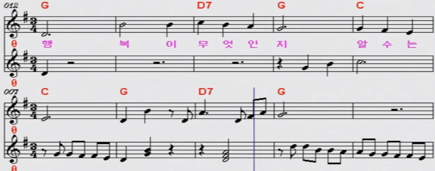 이정옥(김지미) 행복이란 악보