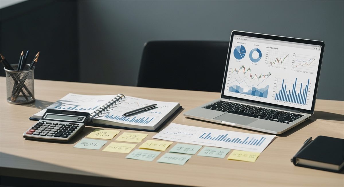 배당 계획을 세우는 책상 전경을 담은 장면