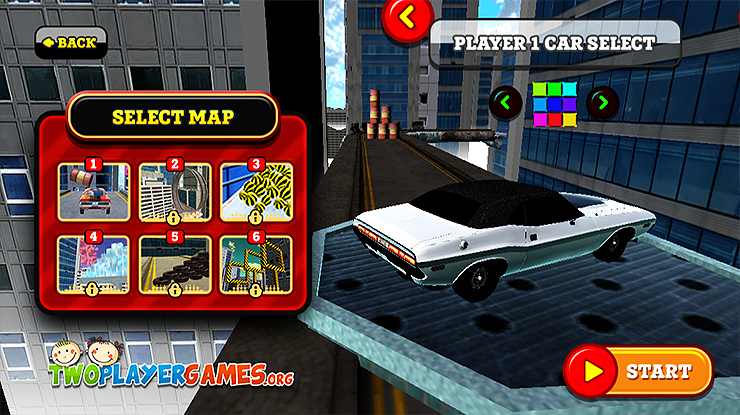 맵과 자동차 디자인 선택 화면