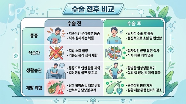 담낭 제거 후 소화 변화 담즙 설사 적응 과정