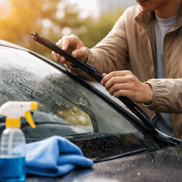 비 오는 날 와이퍼 상태 점검 모습