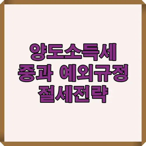 양도소득세 절세전략을 위한 핵심 가이드, 중과세 대상과 예외규정을 구체적으로 분석하여 절세 팁과 전략을 확인할 수 있는 인포그래픽 자료