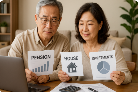 은퇴 앞둔 중년부부의 자산 점검 모습