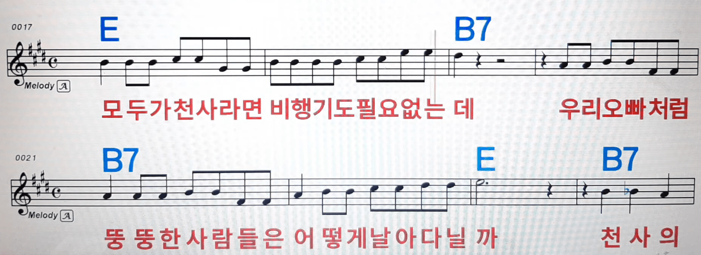 전영 모두가 천사라면 악보 노래방
