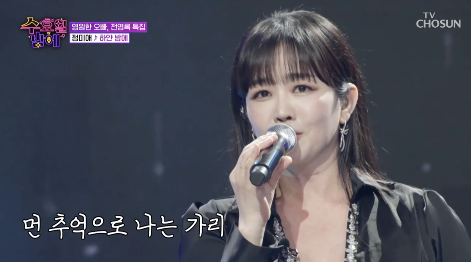 가수 정미애 무대에서 열창하는 모습