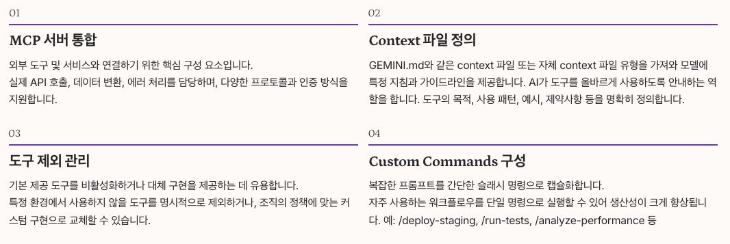 Gemini CLI 확장 구성 요소의 상세 분석 정리