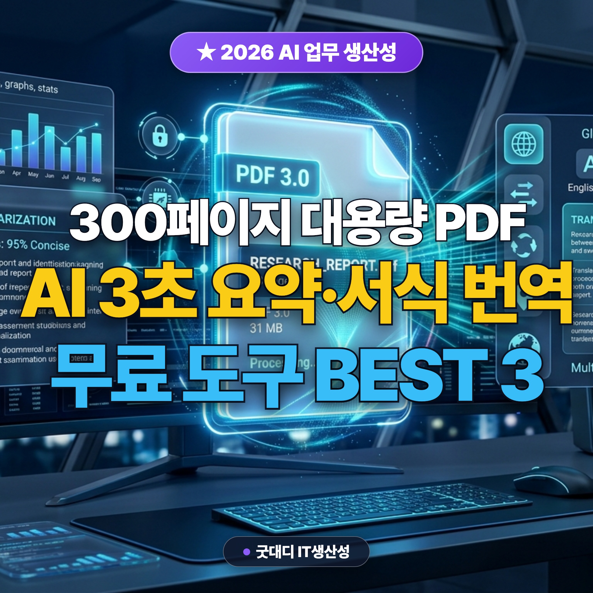2026 대용량 PDF 문서 AI 요약&middot;원문 양식 유지 번역 무료 툴 Best 3: 300페이지 3초 분석 ChatPDF&middot;PDFgear&middot;DeepL 완벽 비교 대표 썸네일