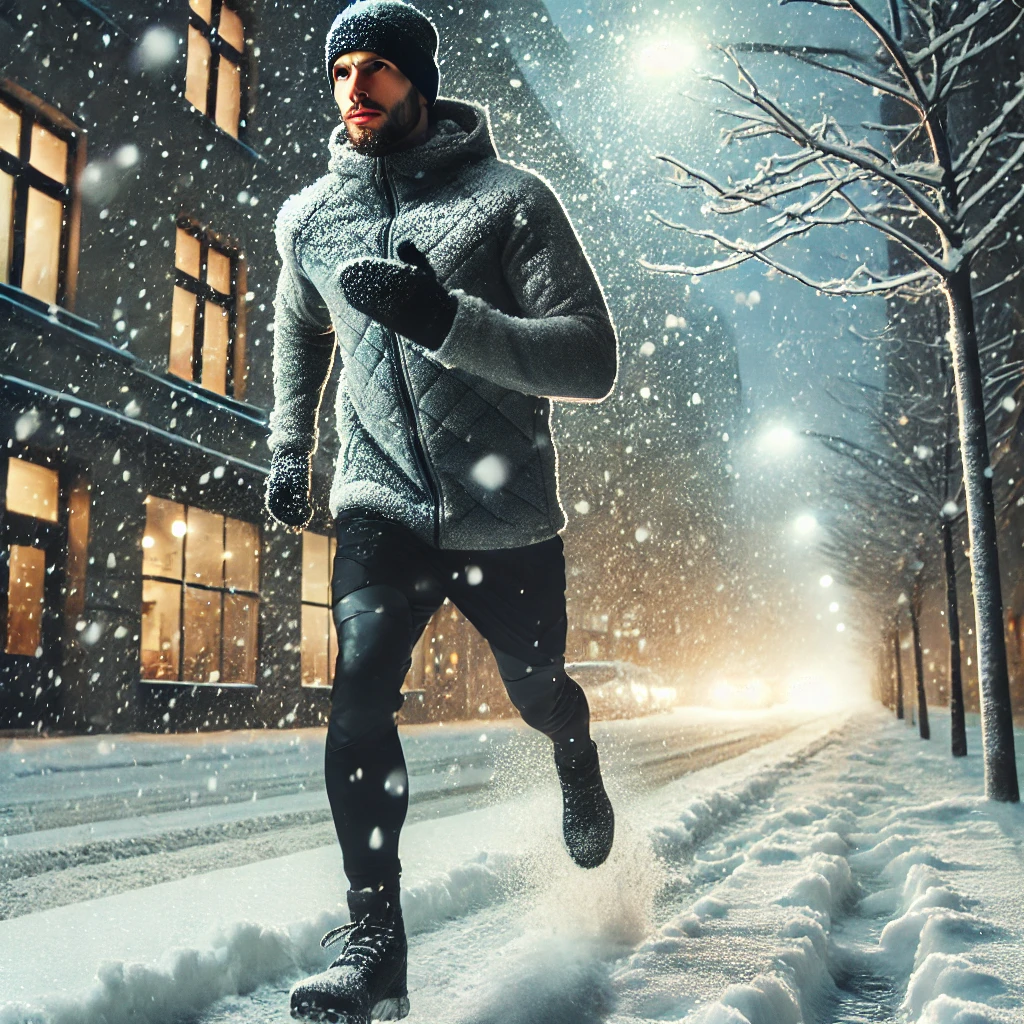 겨울철 러닝 준비물을 묘사한 이미지