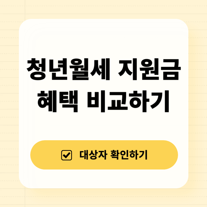청년원세 지원금 주요 청년 지원금 비교