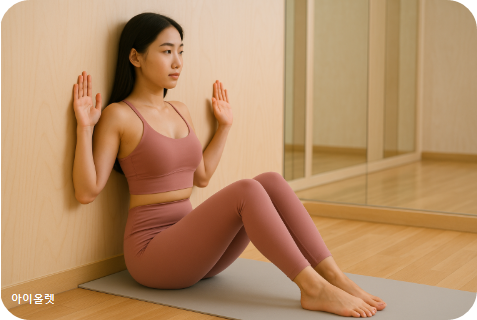 벽에 기대어 복부 수축하기(Wall Ab Press)