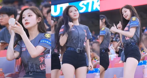 기아-타이거즈-치어리더-엄지손가락-흔드는-삐끼삐끼-춤-동작