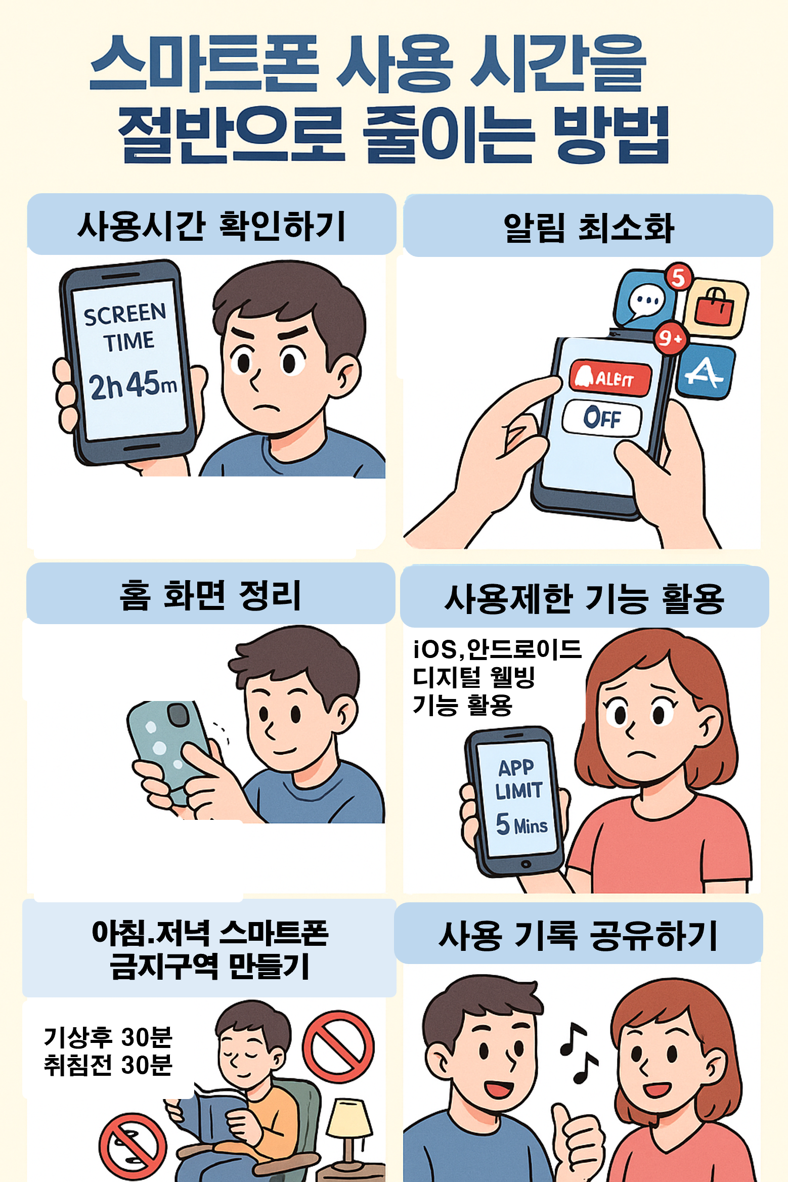 스마트폰 사용 시간을 절반으로 줄이는 방법