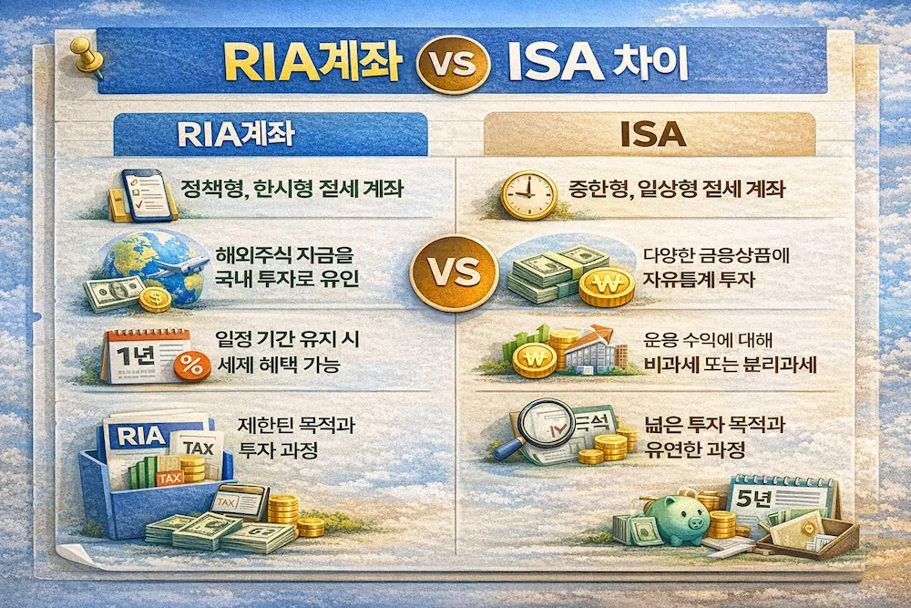 RIA계좌와 ISA 차이 비교표