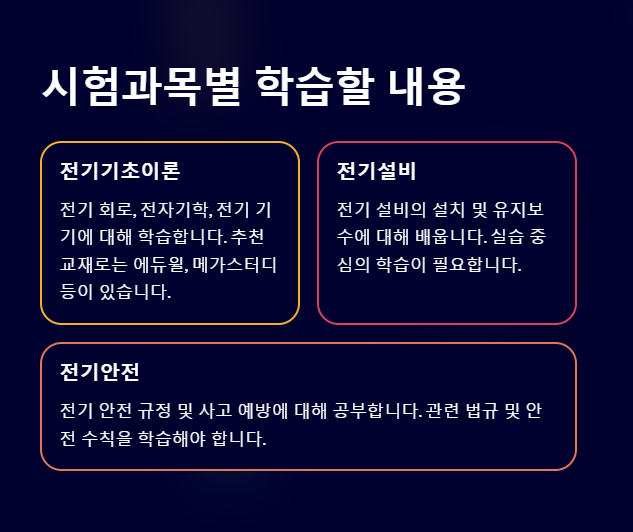 전기기능시 시험과목과 학습내용