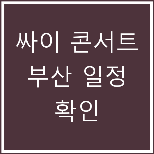 싸이 콘서트 부산 일정 확인