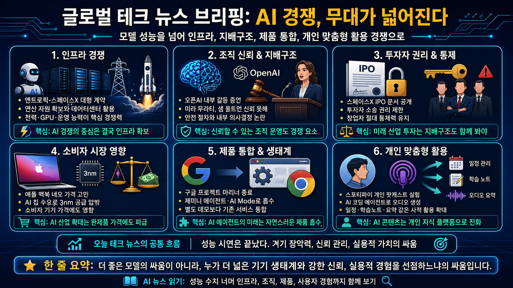 앤트로픽과 스페이스X의 대형 계약, 스페이스X IPO 문서, 애플 맥북 네오 가격 고민, 구글 프로젝트 마리너 종료, 스포티파이의 개인 팟캐스트 실험