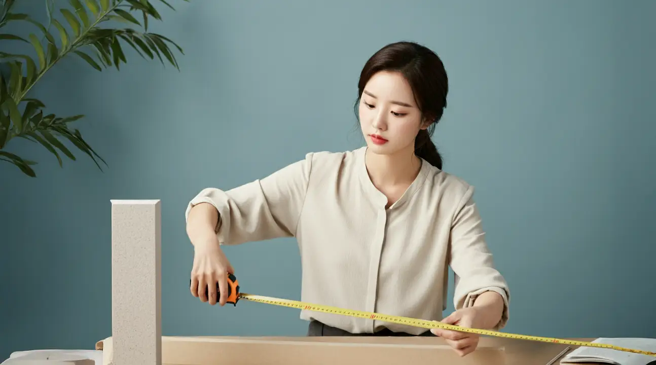 길이를 측정하는 여성