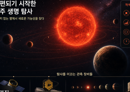 적색왜성을 중심으로 여러 외계행성이 공전하고 있는 모습
