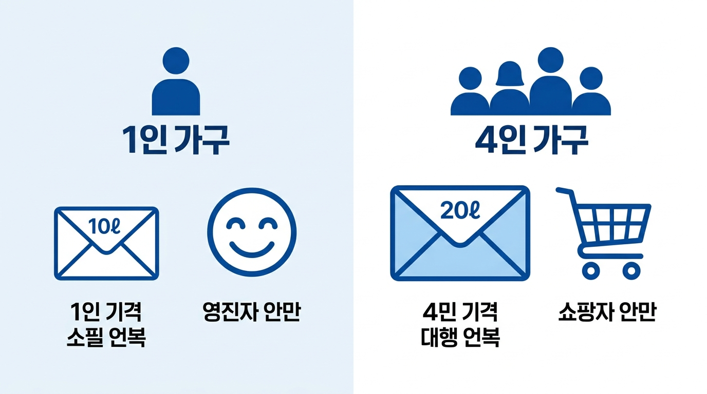 가구원 수에 따른 종량제 쓰레기봉투 크기 추천
