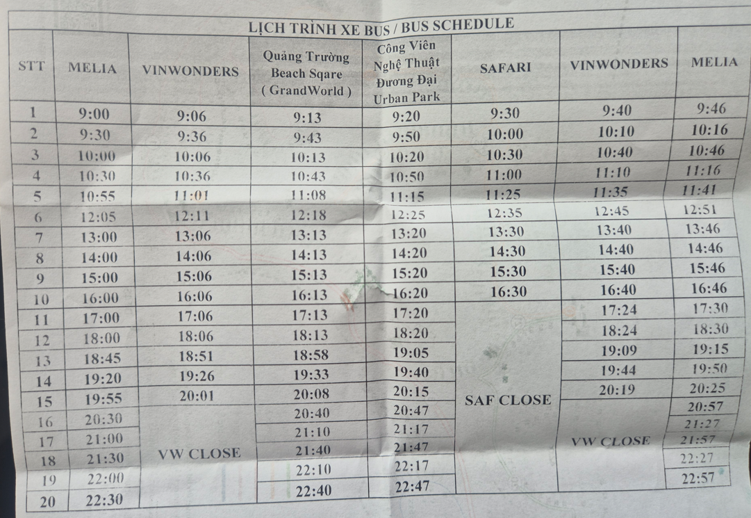 순환 버스 시간표