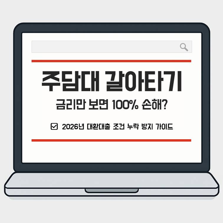 주담대 대환대출 갈아타기 2026년 주의사항과 조건 누락으로 발생하는 손해 방지 기준 정리 안내 썸네일