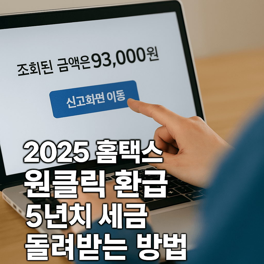 2025 홈택스 원클릭 환급 5년치 세금 돌려받는 방법