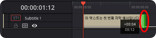 자막 시간 조절이 완료된 화면