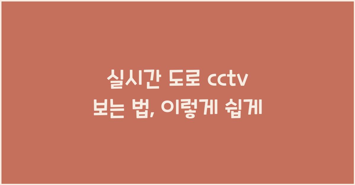 실시간 도로 cctv 보는 법