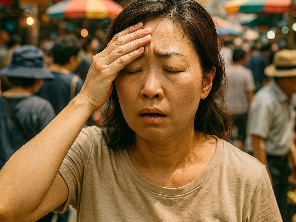 두통 느끼는 여성