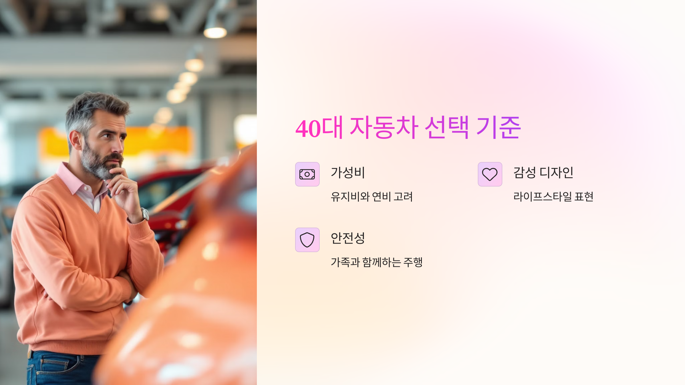 🚘2025년 40대 자동차 추천: 가성비&middot;감성&middot;가족까지 다 잡은 차 TOP 5!