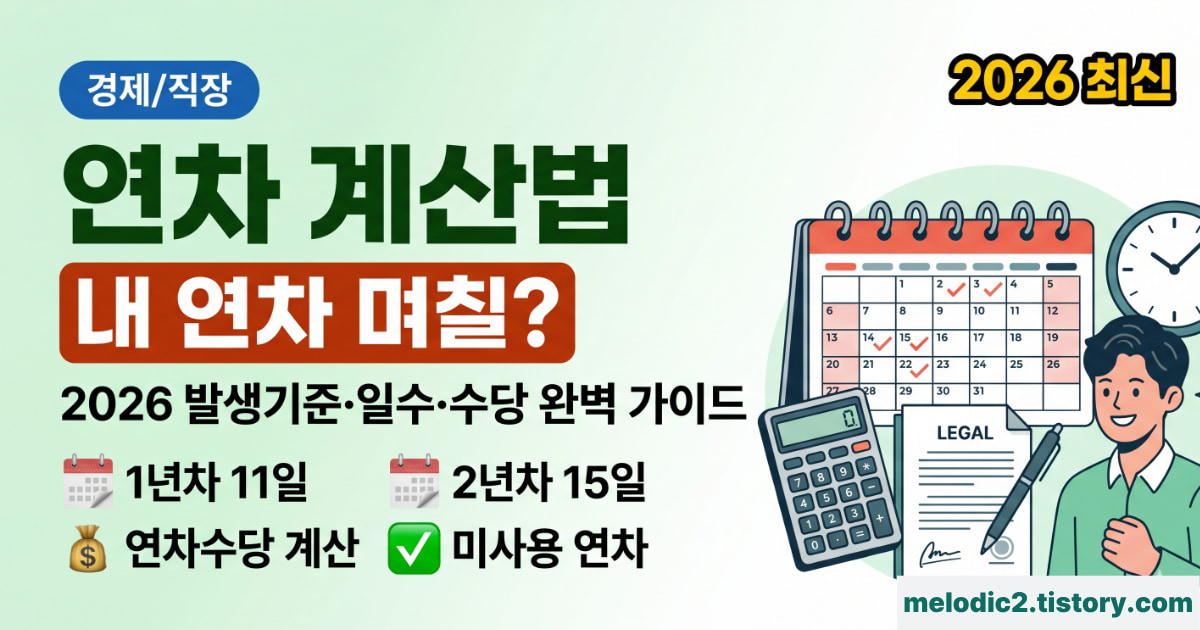 2026 연차 계산법 발생기준 연차수당 계산 총정리