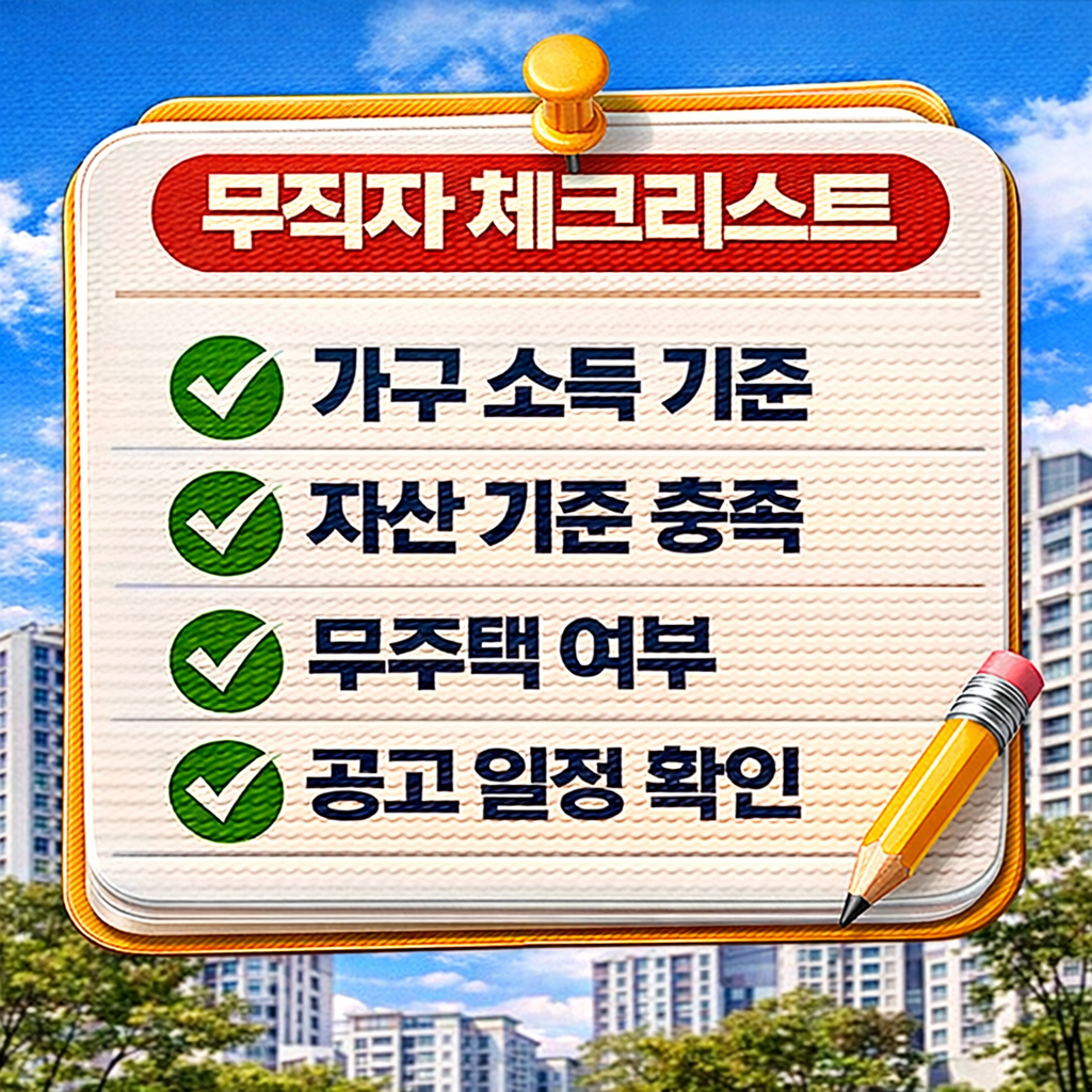 청년 공공임대주택 무직자도 가능할까 관련 체크리스트 사진