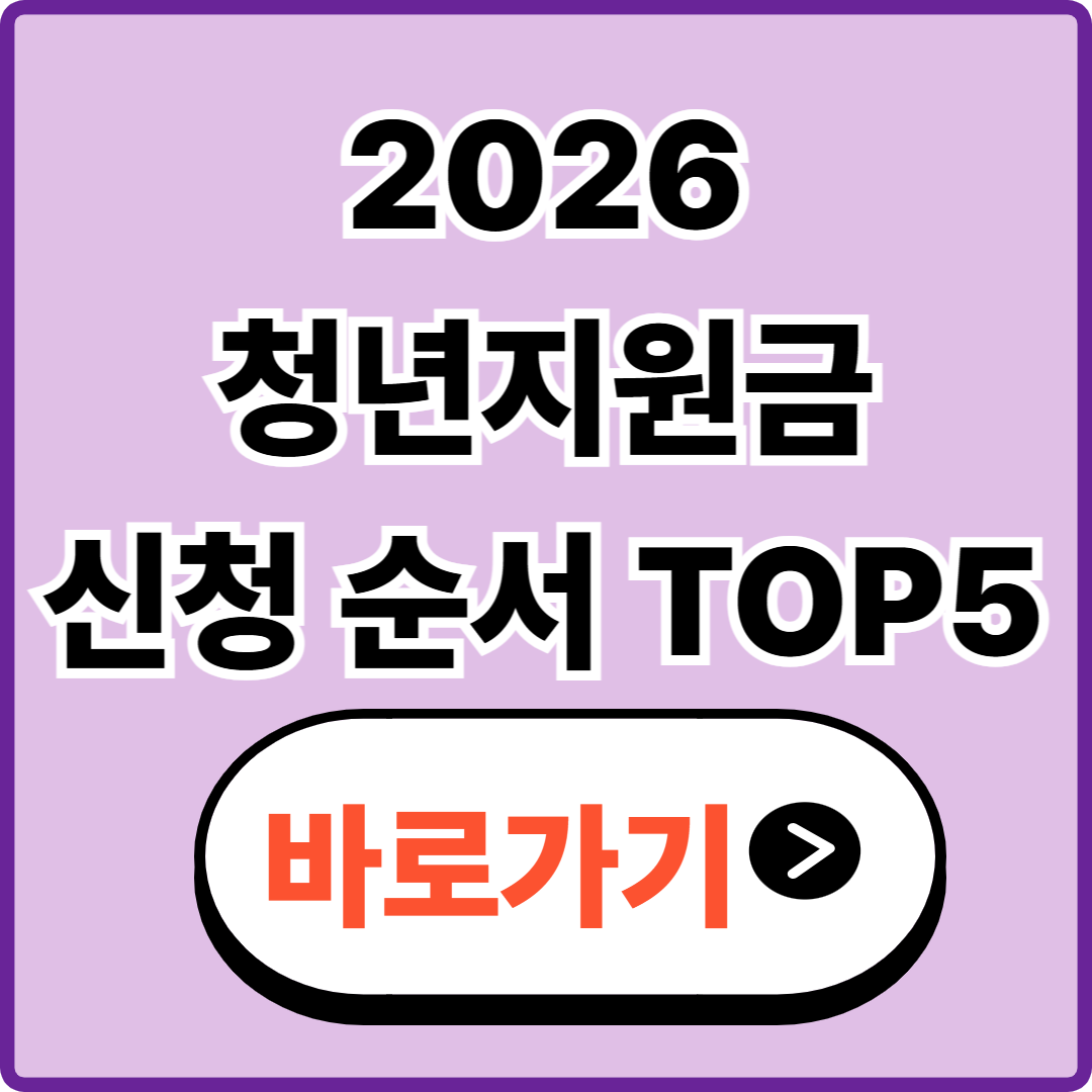 2026 청년 지원금 신청 순서 정리|TOP5 중 나에게 먼저 필요한 혜택은?