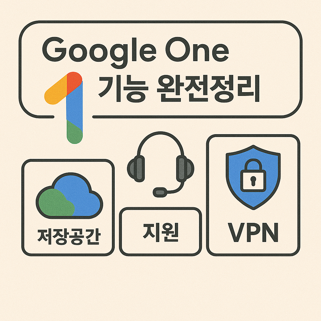 구글 원 기능 정리에 관한 이미지들, 구름모양, 헤드셋, 보안 비밀번호 모양