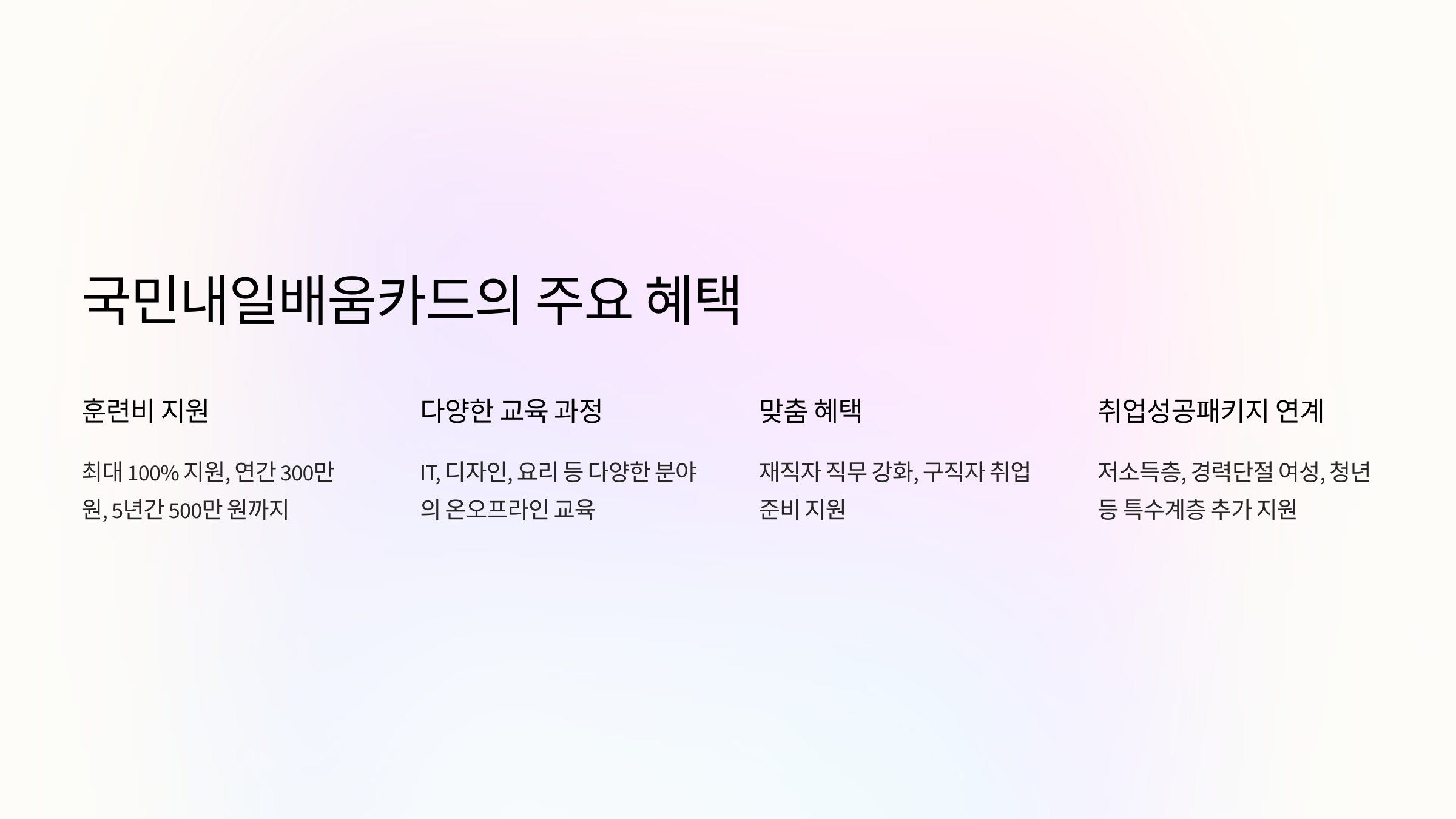 국민내일배움카드의 주요 혜택