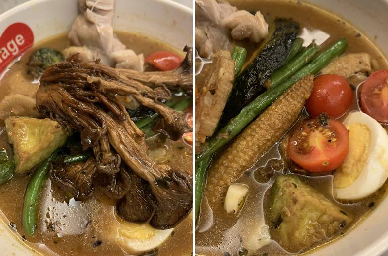 야채카레에 들어가 있는 아보카도 및 다양한 야채들