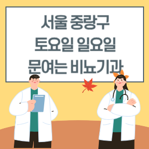 서울 중랑구 토요일 일요일 비뇨기과 진료 병원 리스트