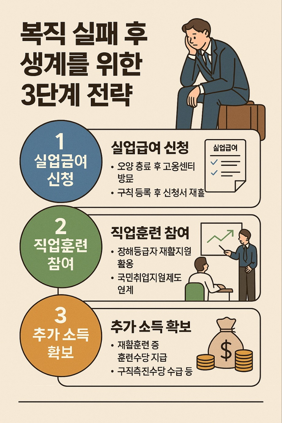 복직 실패후 생계를 위한 3단계 전략 이미지
