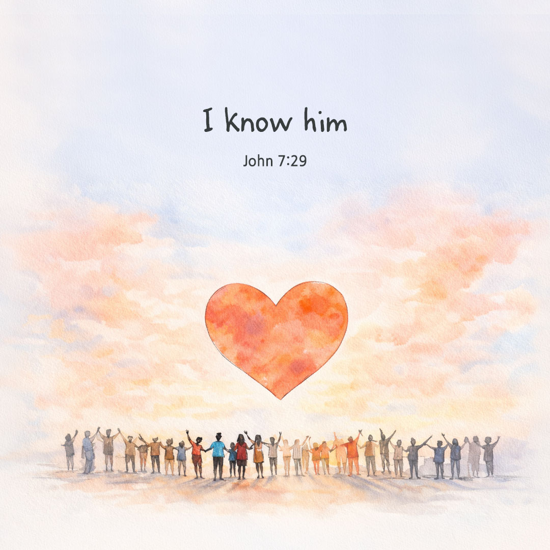I know him. (John 7:29) pieonane Daily Bible quote image