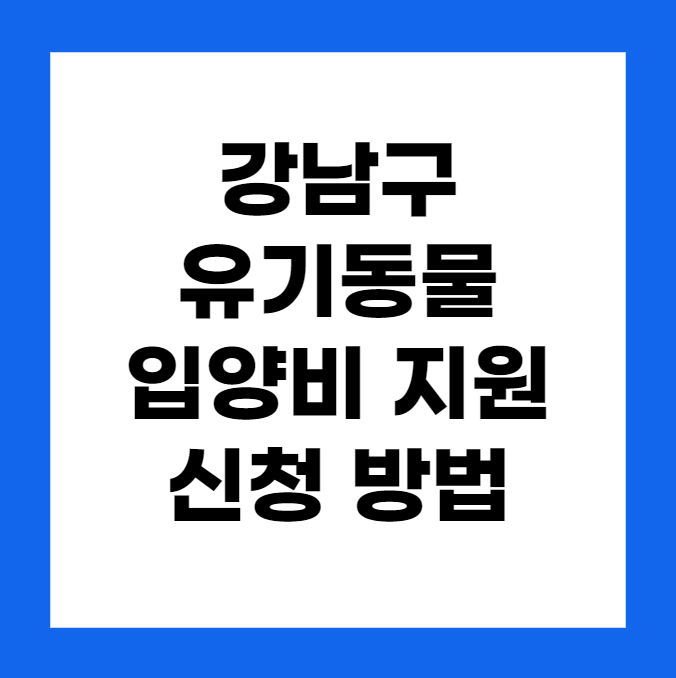 강남구 유기동물 입양비 지원 신청 방법: 입양부터 혜택까지
