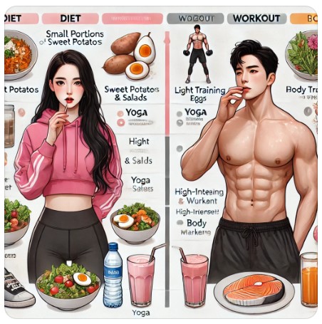 여성과 남성 연예인의 다이어트 방식에 대한 이미지