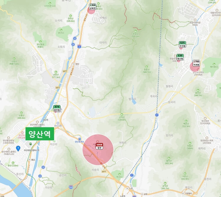 양산-시-지역-별-입주-물량-지도-이미지