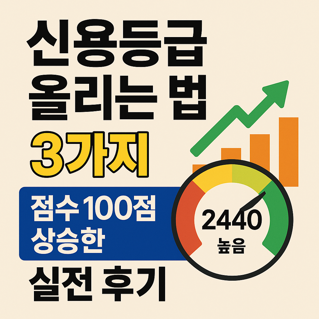 신용등급 올리는 법 3가지와 점수 100점 상승을 강조한 인포그래픽 썸네일