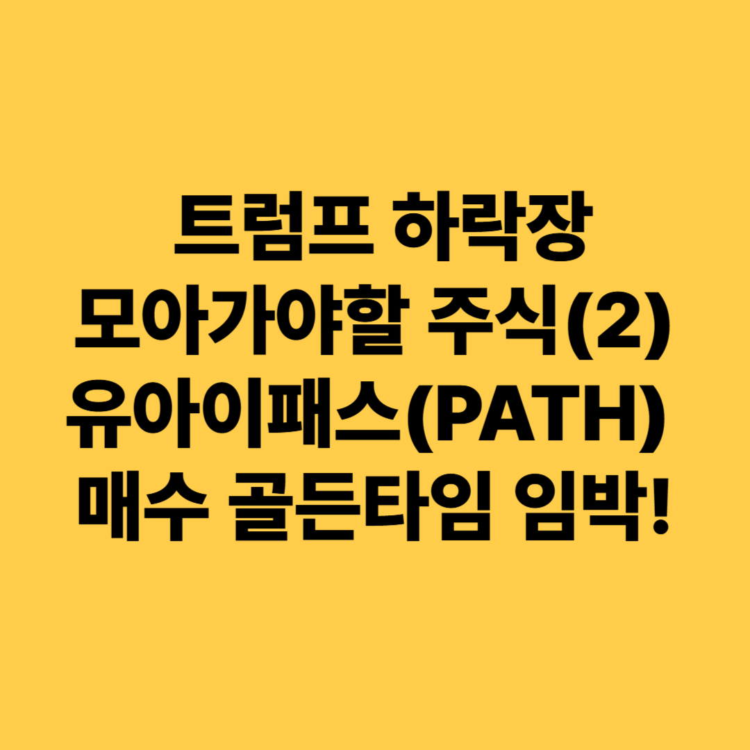 트럼프 하락장 모아가야할 주식(2) 유아이패스 매수 골든타임 임박!
