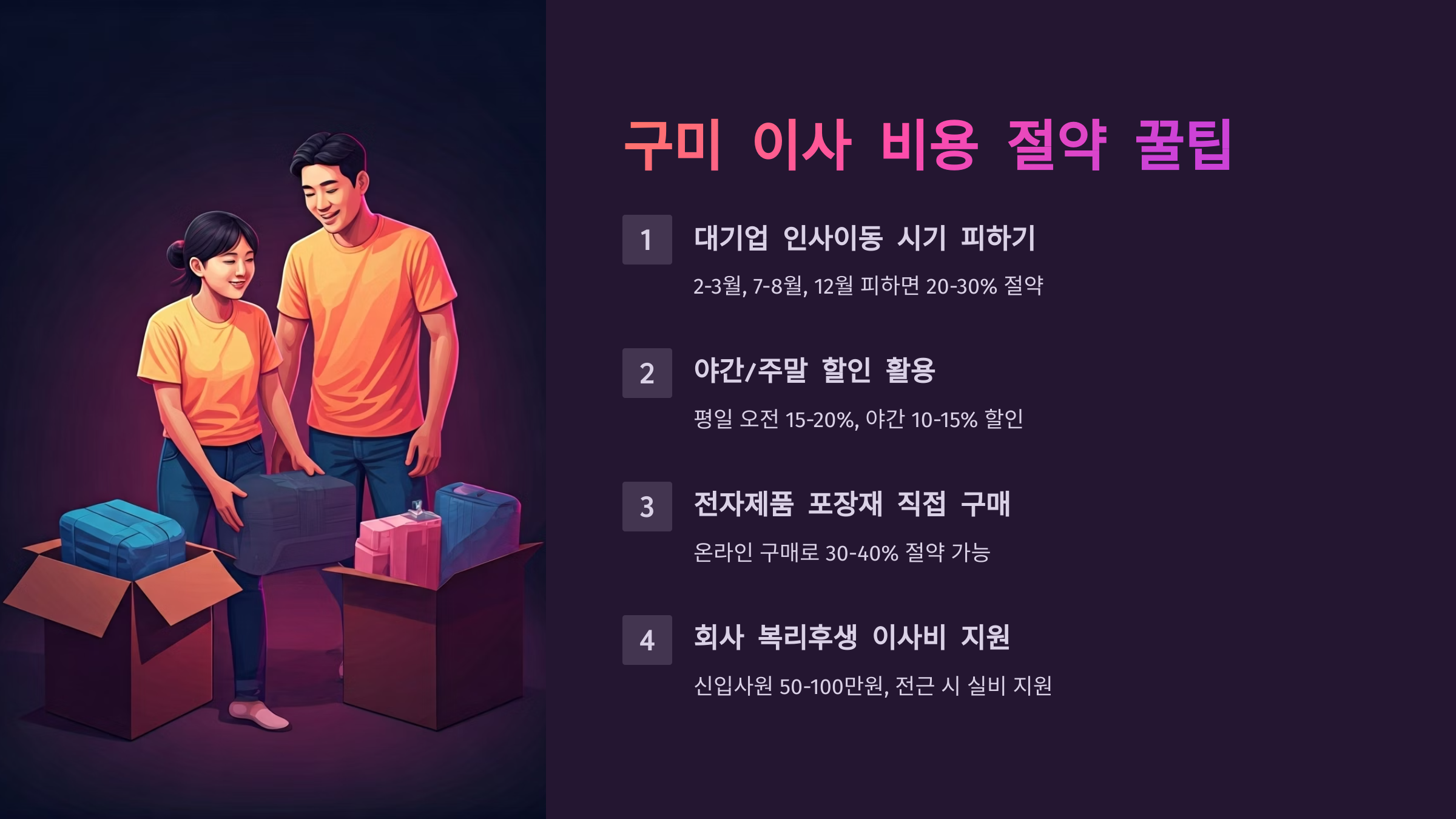 구미 이삿짐센터 비용 절약하기