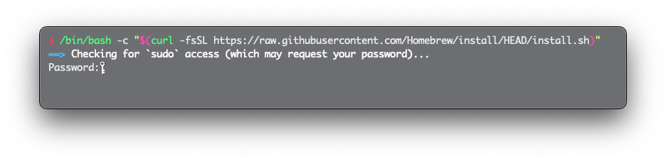 Homebrew 설치 시 sudo 접근을 위해 비밀번호 요구