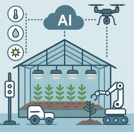 무인 온실 운영을 표현한 인포그래픽