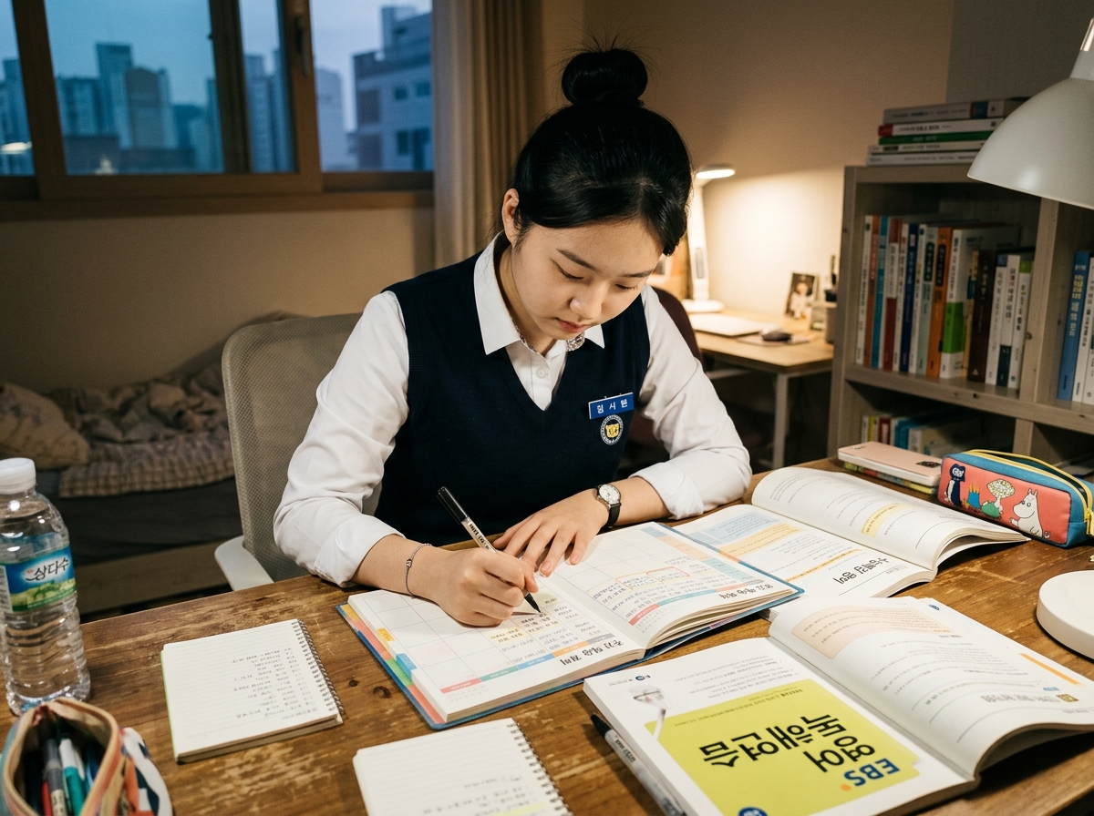 고등 영어 주간 학습 계획을 세우는 학생