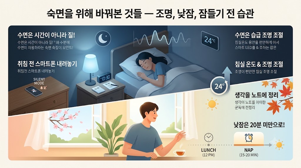 숙면을 위해 바꿔본 것들 &mdash; 조명, 낮잠, 잠들기 전 습관
